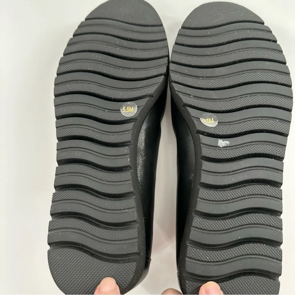 Nurture womens flats size 5.5 black leather platforms chunky